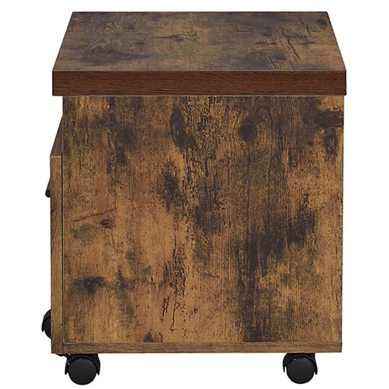 Weathered Oak and Black 1-Drawer File Cabinet