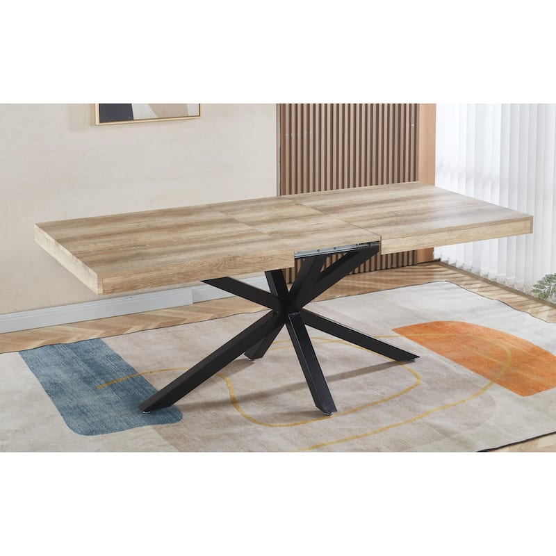 94.48"L Wood Extendable Dining Table with Metal Leg - Walnut