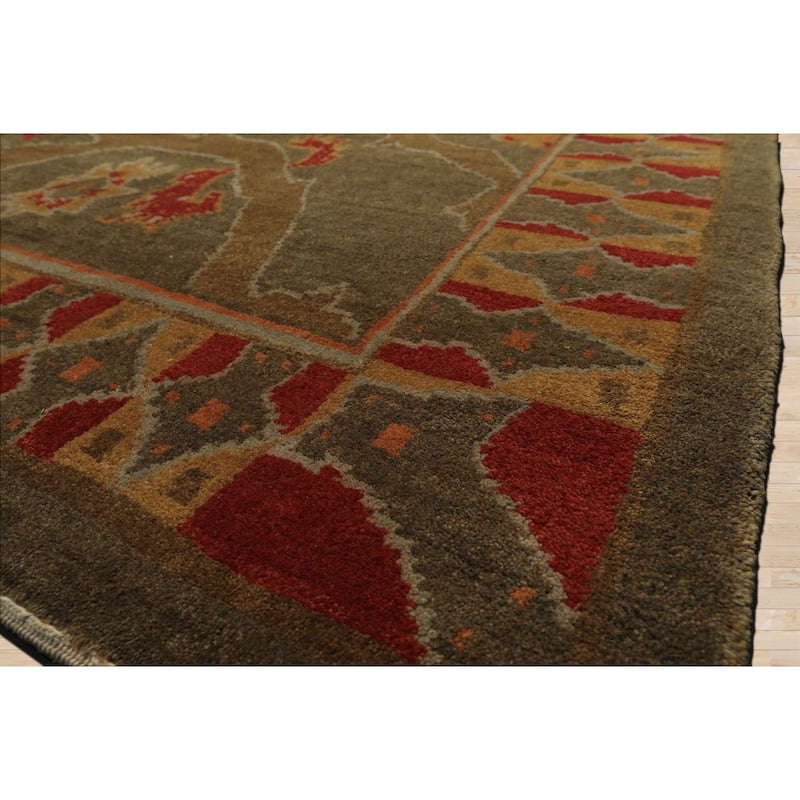 8x10 Hand Knotted Wool Moss Plush Pile Tibetan Arts & Crafts Swiss Wash Rug - 8' x 10'