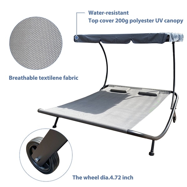 Outdoor portable double chaise lounge deals
