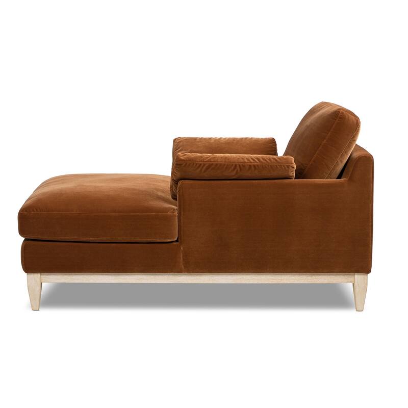Pasadena 63" Loose Pillow Back Velvet Upholstered Chaise Lounge Chair - 63"W X 37"D X 35.5"H