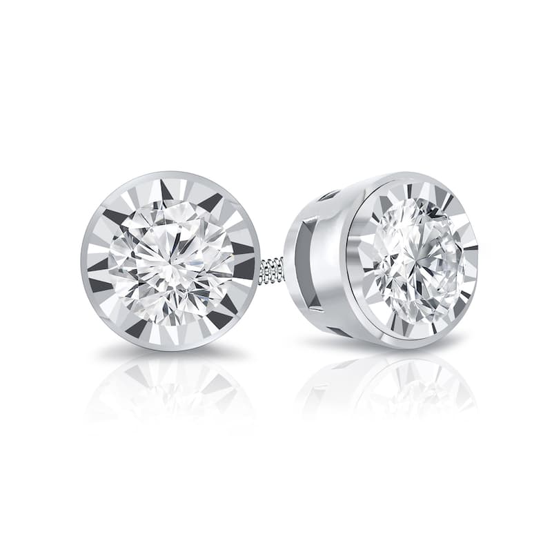 Auriya 1/5ctw Bezel-set Diamond Stud Earrings 14k Gold