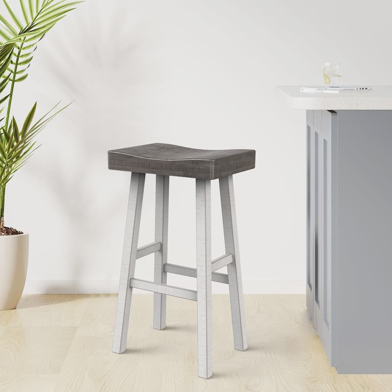 Solid Wood Modern Midnight Bar Stool Set of 2 - Grey