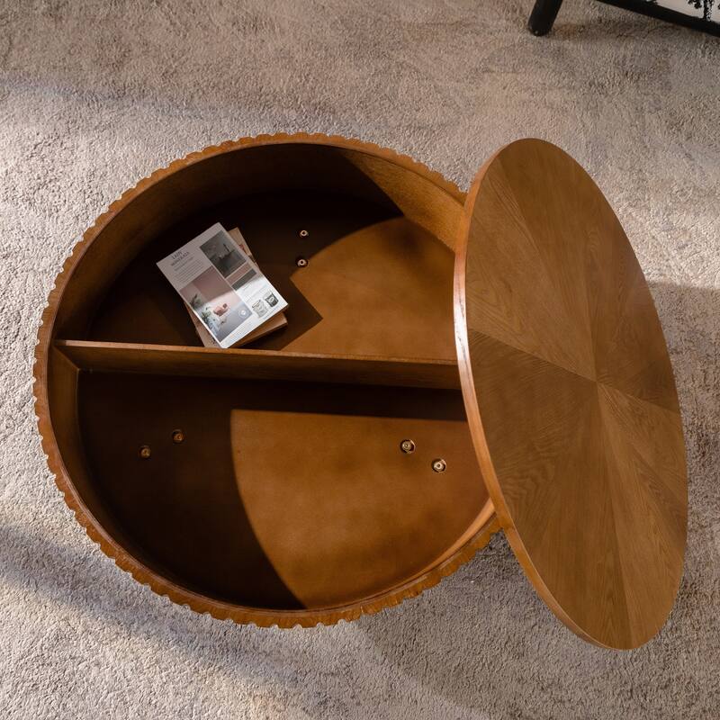 Retro Round Retro Coffee Table with 3 Legs for Living Room