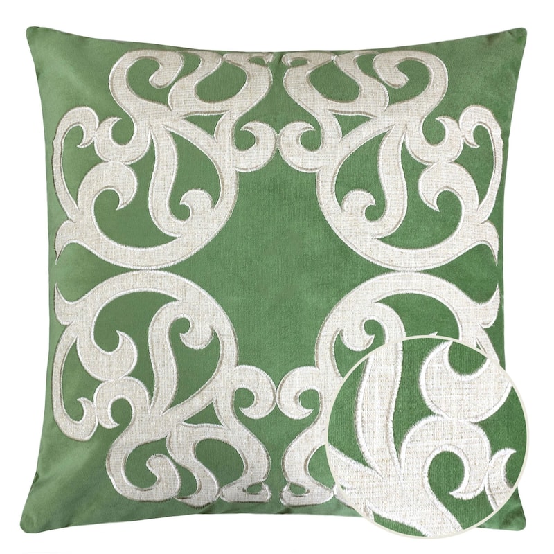 Vintage Vine Throw Pillow Set of 2, 20"x20" Polyester Velvet Cushion Covers with Hidden Zipper
