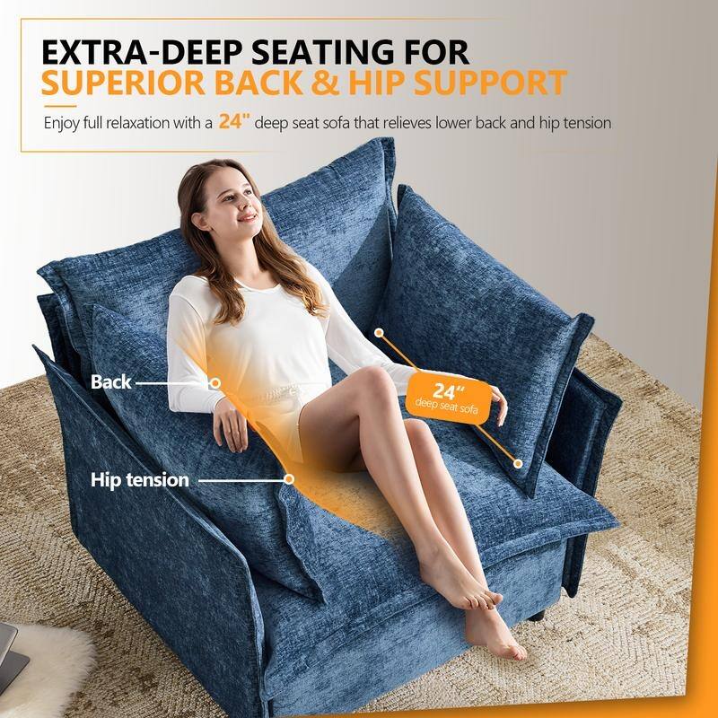 Chenille Upholstered Skirted Arm Chair Accent Chair With Thin Arms For Living Room