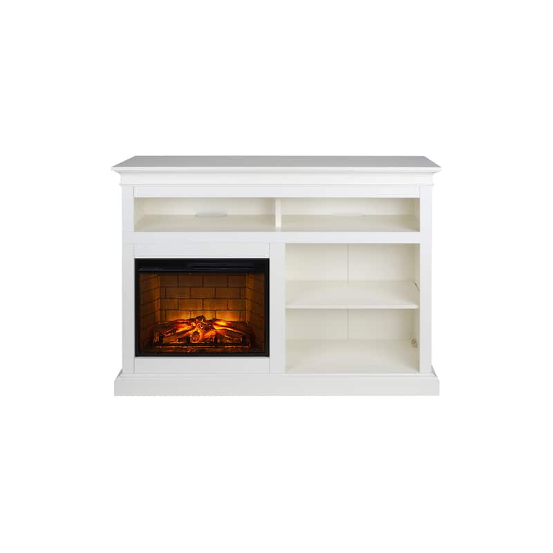 Pleasant Hearth Wynford 55 in. TV Stand with Electric Infrared Fireplace White Finish - 55 inches
