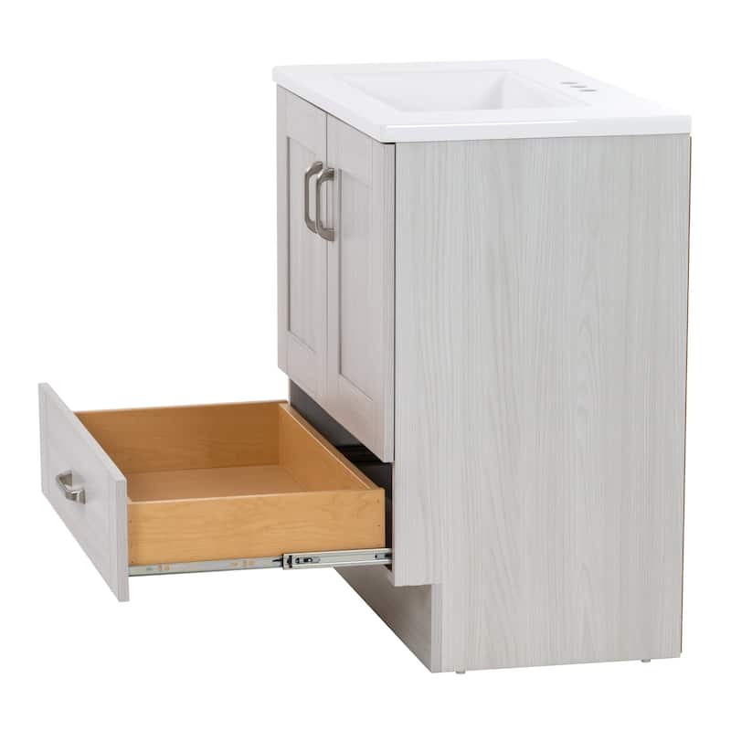Spring Mill Cabinets Noelani 30" Bathroom Vanity With 2-Door Cabinet, Drawer, and White Sink Top