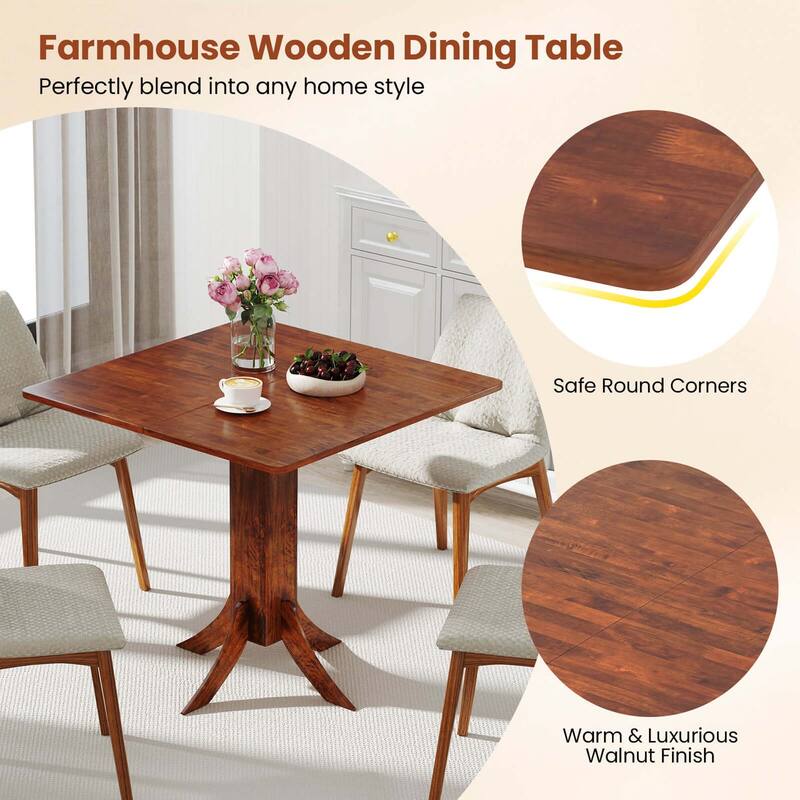 Costway Square Dining Table with Pedestal Base 33" Wooden Kitchen - See Details