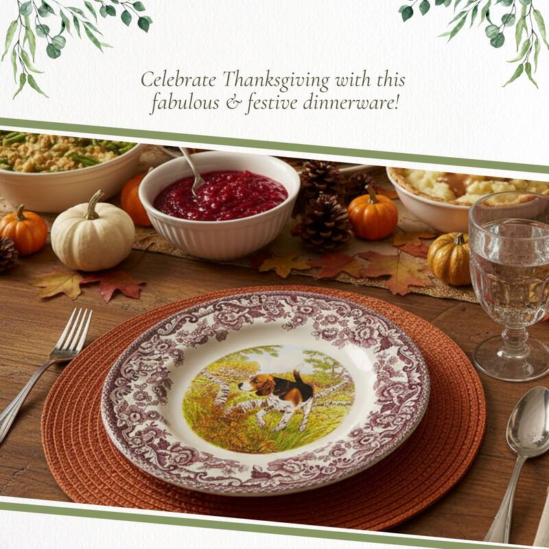 Spode Woodland Dinner Plate Dog Motif