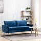 Modern Loveseat Square Arms Upholstered Velvet Sofa with Pillows