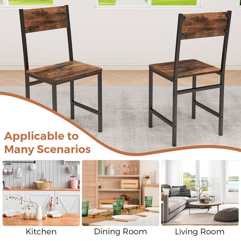Gymax Set of 4 Dining Chairs w/Metal Legs Slanted Back Wide Seat for