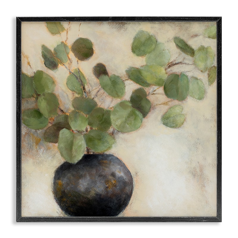 Stupell Green Eucalyptus Leaves Potted Plant Artistic Brushstrokes Framed Wall Art, Design by Lanie Loreth