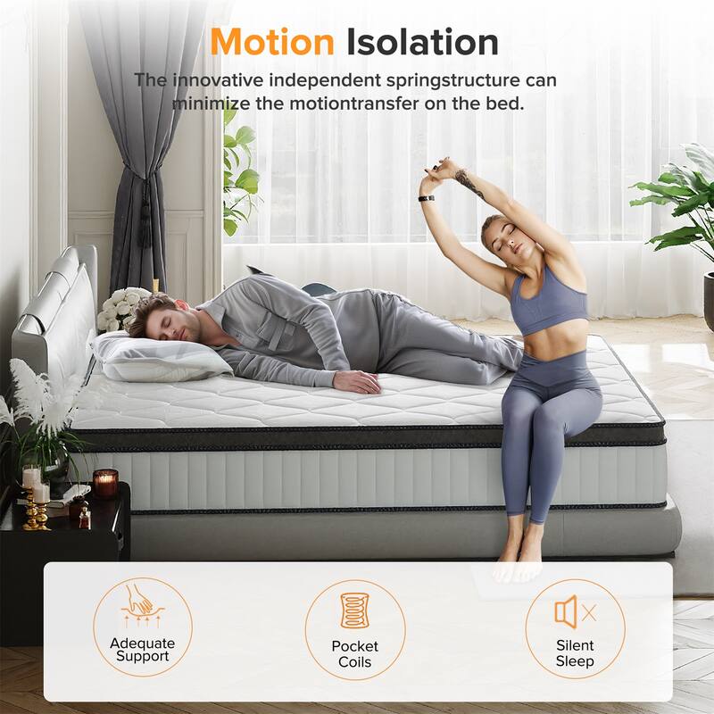 IFLUOUS 12 in. Plush Hybrid Memory Foam Mattress with CertiPUR-US and Oeko-TEX , Featuring Reinforced Springs.