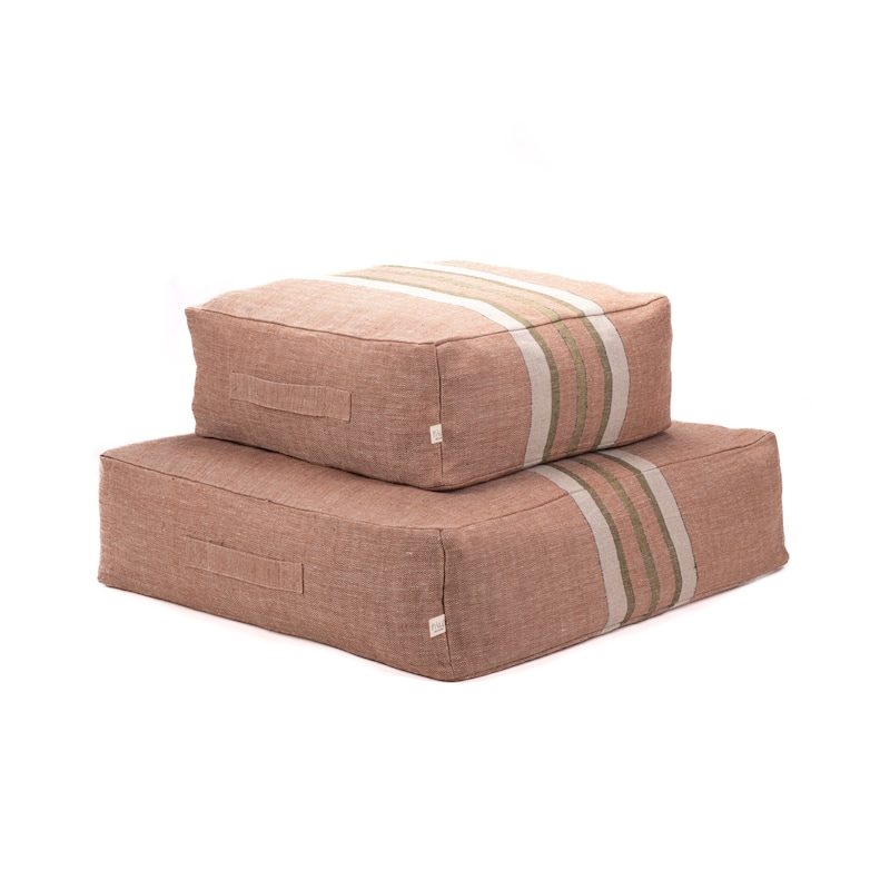 Polo & Luna Tivoli Pet Bed - Chestnut/Olive/Ivory Stripe - Chestnut, Olive, Ivory Stripe