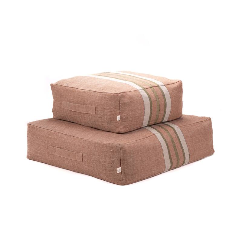 Polo & Luna Tivoli Pet Bed Cushion Cover - Chestnut/Olive/Ivory Stripe - Chestnut, Olive, Ivory Stripe