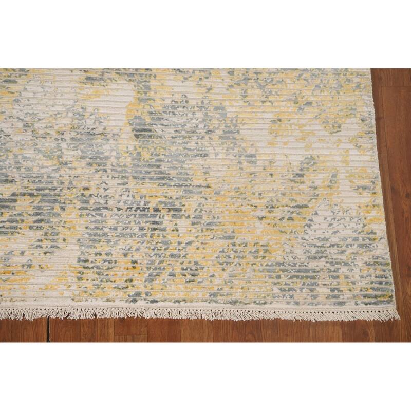 Striped Abstract Area Rug Hand-Knotted Wool Carpet - 5'6" x 7'10"