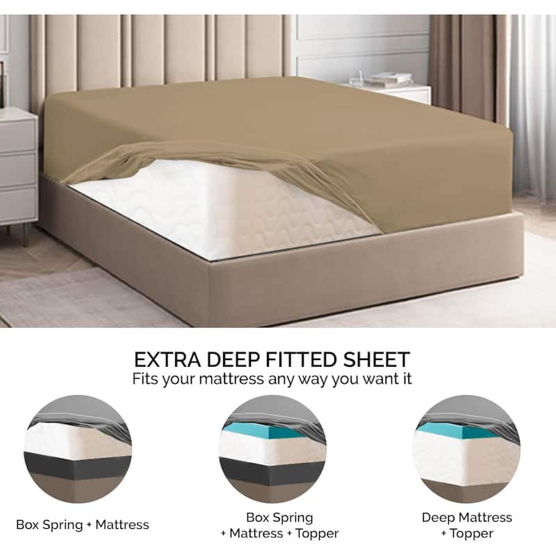 CGK Linens Microfiber Extra Deep Pocket 18" - 24" Inch Fitted Sheet