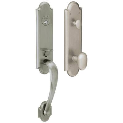 Baldwin Boulder Single Cylinder Handleset with an Oval Interior Knob