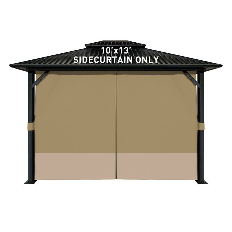 Aoodor Gazebo Curtain Replacement - Universal 4-Panel Sidewalls 10' x 13', Curtain Only - 10'x13' - Khaki and Sand Yellow