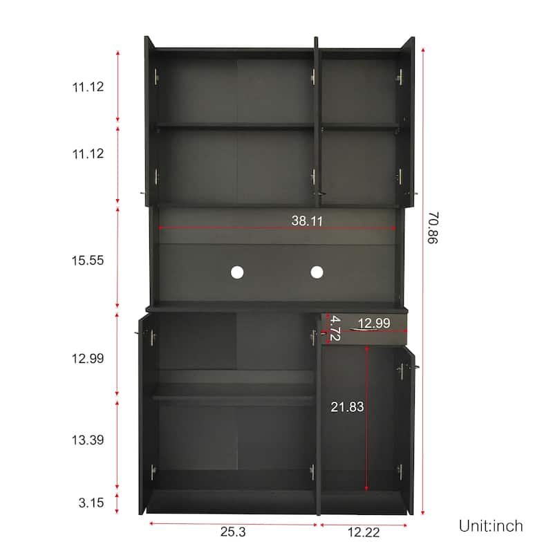 Classic 6 Door Design with Wooden Wardrobe with Drawers and Open Storage Space. for Bedroom Storage Cabinet Wardrobe