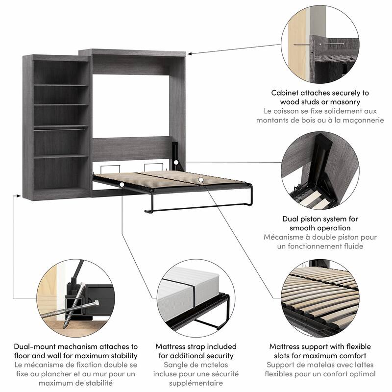 Pur Queen Murphy Bed with Closet Organizer (101W) by Bestar