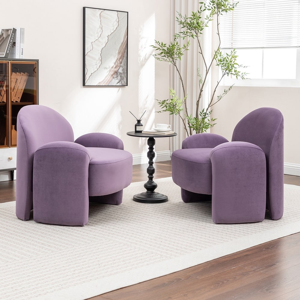 SEYNAR Modern Glam Velvet Thickened Seat Cushion Accent Chair Set of 2