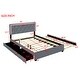 preview thumbnail 42 of 50, Button-Tufted Wingback Bed Velvet Frame Storage Platform Bed with 2 Drawers, Trundle Bed and Smart LED Light Bed Frame