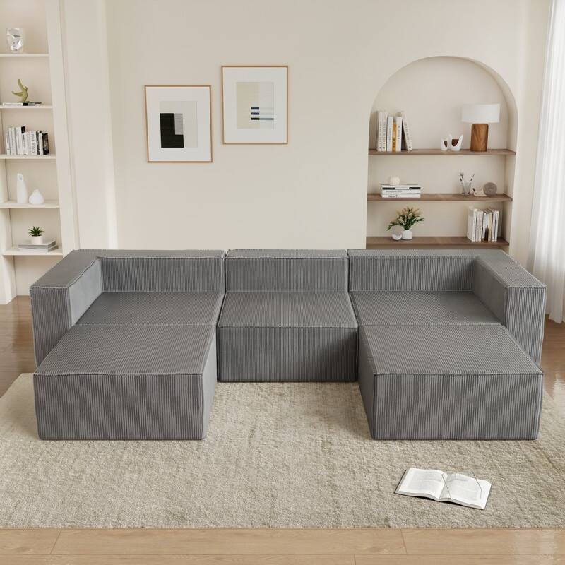 Right Armrest Corduroy Compression Sofa