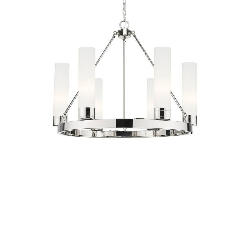 Innovations Lighting 617-6CR-24-29 Boreas Chandelier Boreas 6 Light - Polished Nickel / Striped White