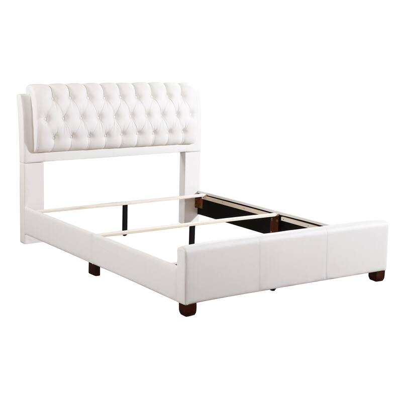Elegant Contemporary Full Bed in White with Storage Space