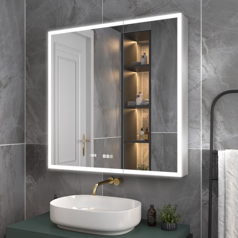 ExBrite Led Lighted Medicine Cabinet Recessed or Surface with Mirrors - 36" x 36"