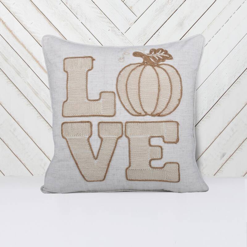 LOVE Pumpkin Embroidered Throw Pillow