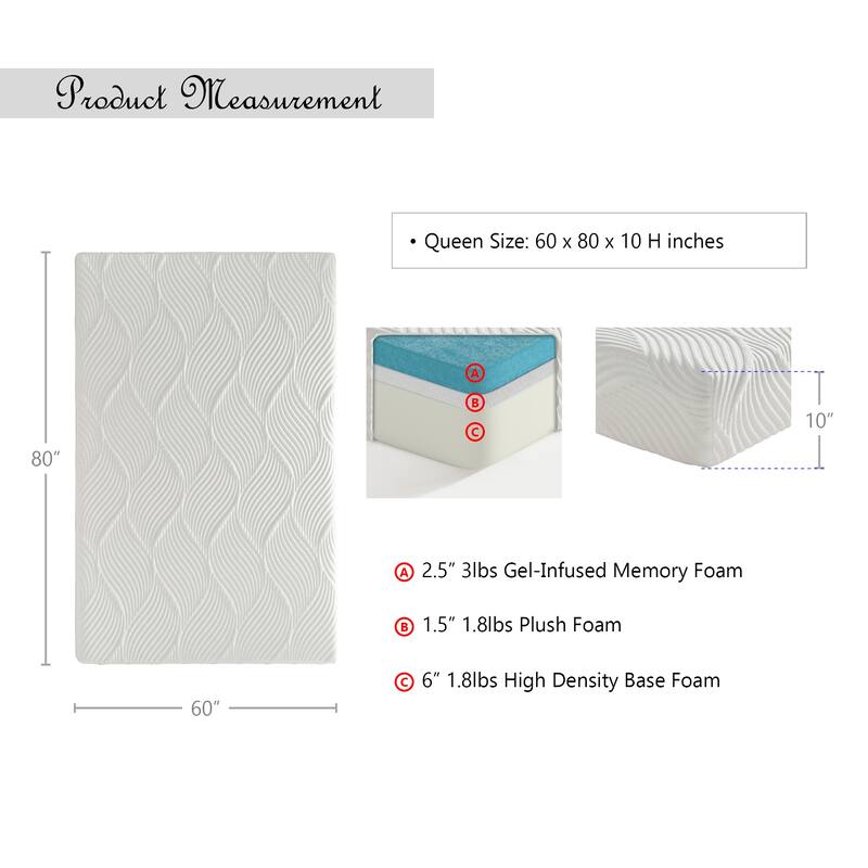 Nightheron 10-Inch Gel-Infused Memory Foam Mattress