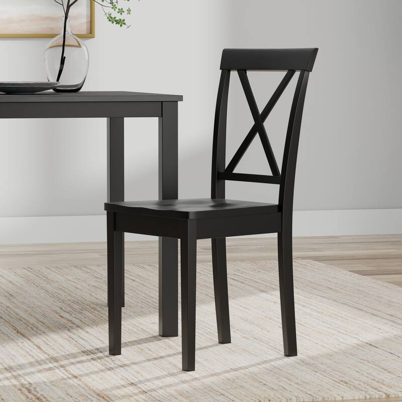3-Piece Dining Set, 48" Rectangle Wood Table and X-Back Chairs