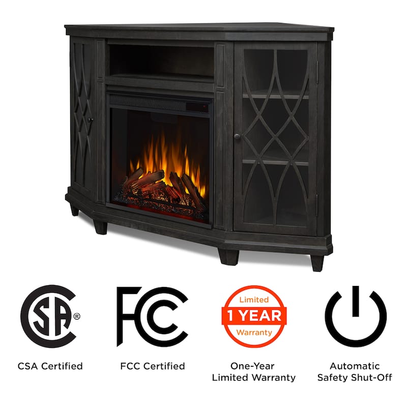 Lynette 56" TV Stand Electric Fireplace Gray by Real Flame