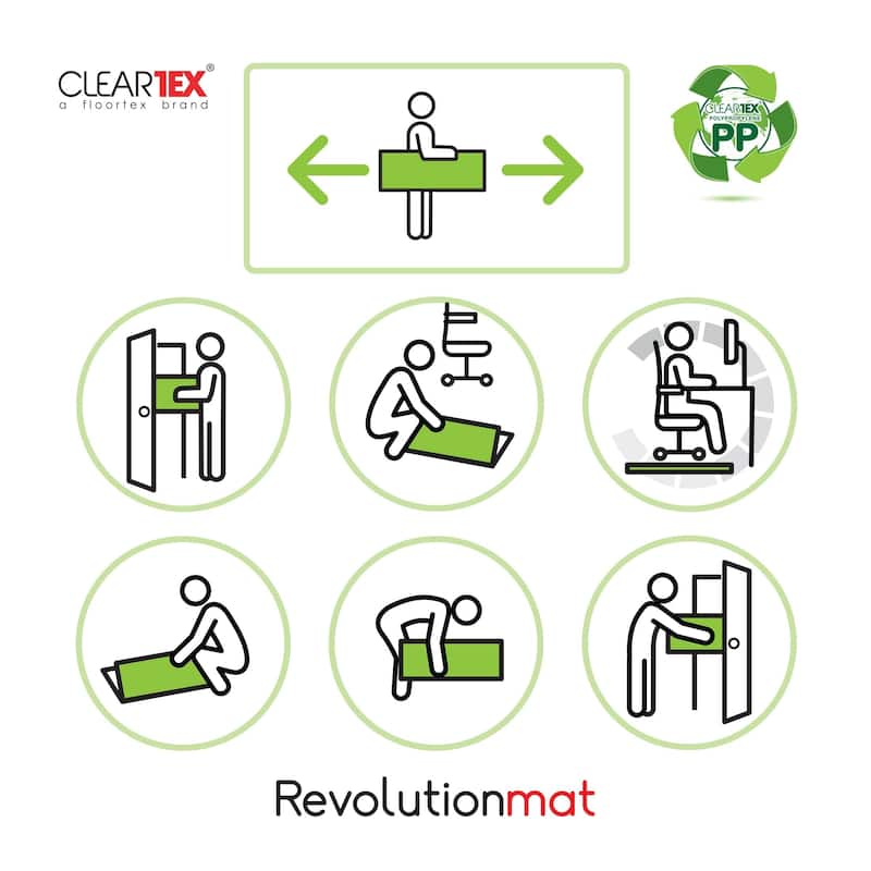 Cleartex® Polypropylene Rectangular Anti-Slip Foldable Chair Mat for Hard Floors - 45" x 53"