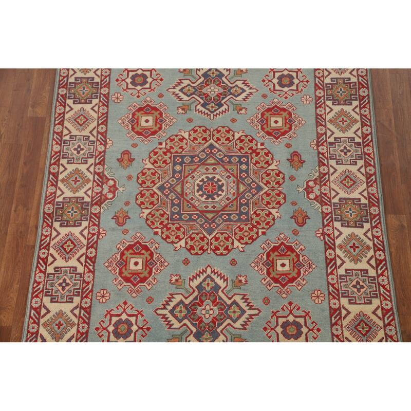 Blue Kazak Oriental Area Rug Handmade Wool Carpet - 4'10" x 6'6"