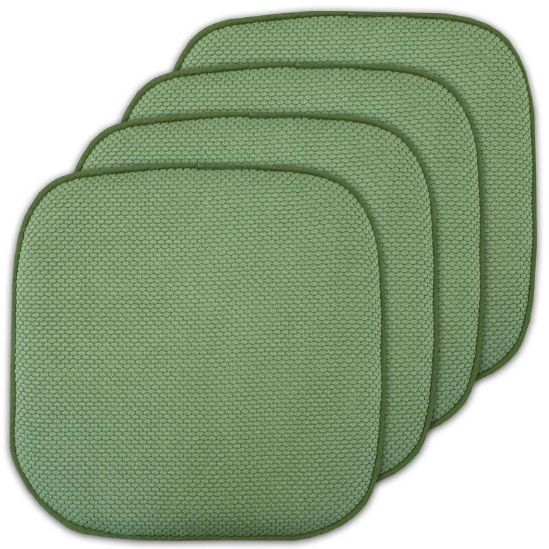 16-in. Square Non-slip Memory Foam Seat Cushions (2 OR 4) - 16 X 16 - Set of 4 - Green