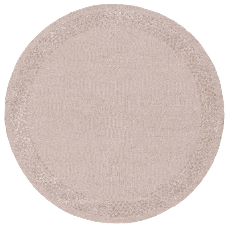 SAFAVIEH Handmade Glamour Printed Border Viscose Rug - 6' Round - Beige