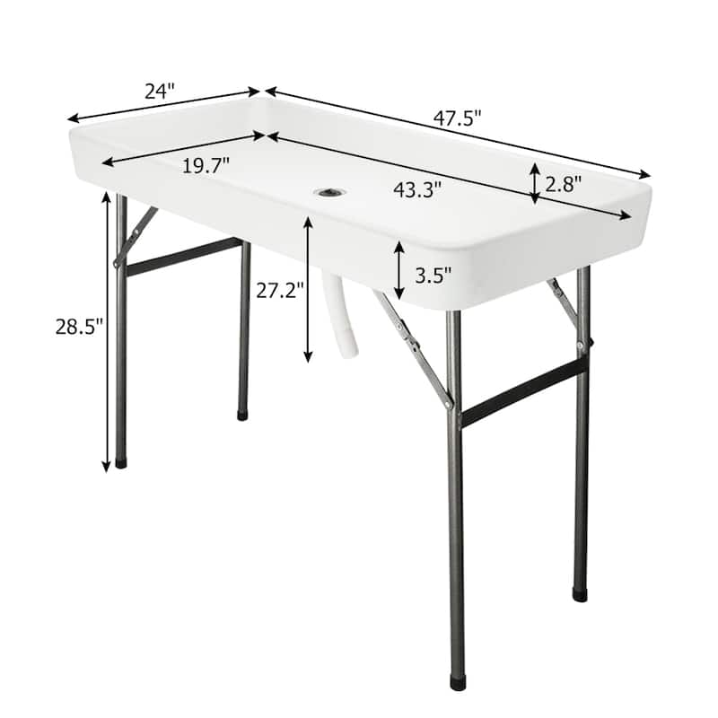 4 Foot Plastic Ice Table with Matching Skirt for Garden Party Black and White - 4FT