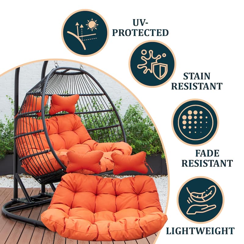Egg Swing Chair Cushion Durable Weather Resistant Polyester Fits 2 People by LeisureMod