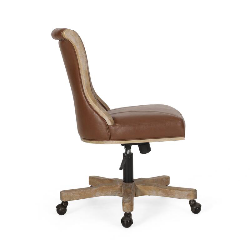 Coulee Upholstered Roll Back Swivel Office Chair by Christopher Knight Home - 24.75" L x 27.75" W x 35.50-40.00" H