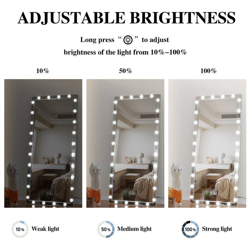Hollywood LED Full Body Mirror with 3 Color Mode Lights