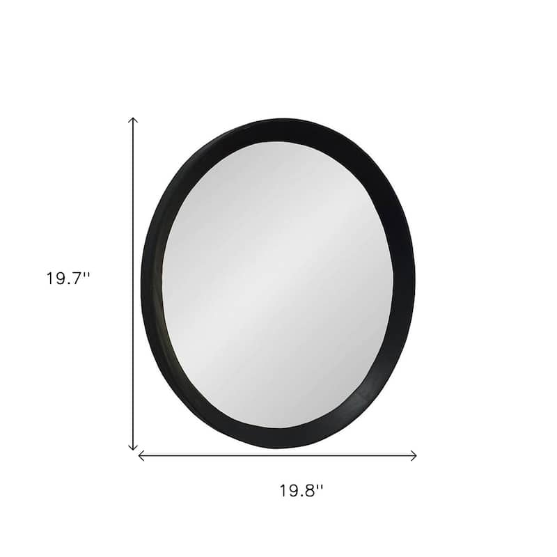 HomeRoots 20" Black Round Wood Framed Accent Mirror - 19.8' X '19.7' X '2.8