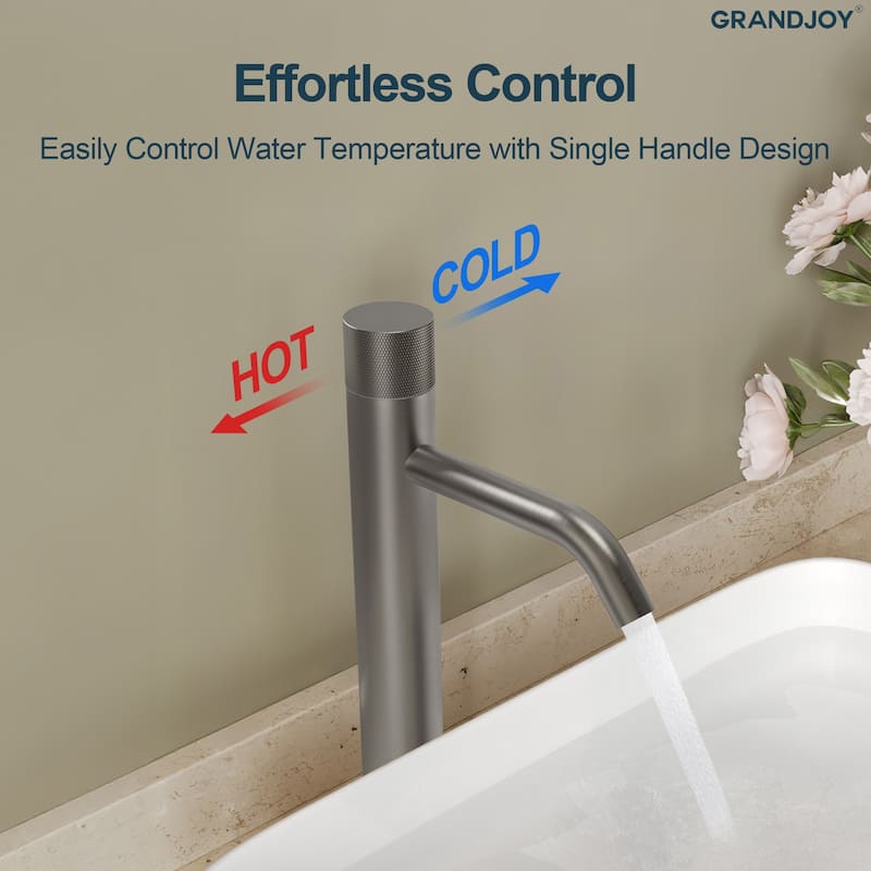 GRANDJOY 2-Pack Single Handle Vessel Sink Faucet with Pop-Up Drain, Mid-Arc Bathroom Design