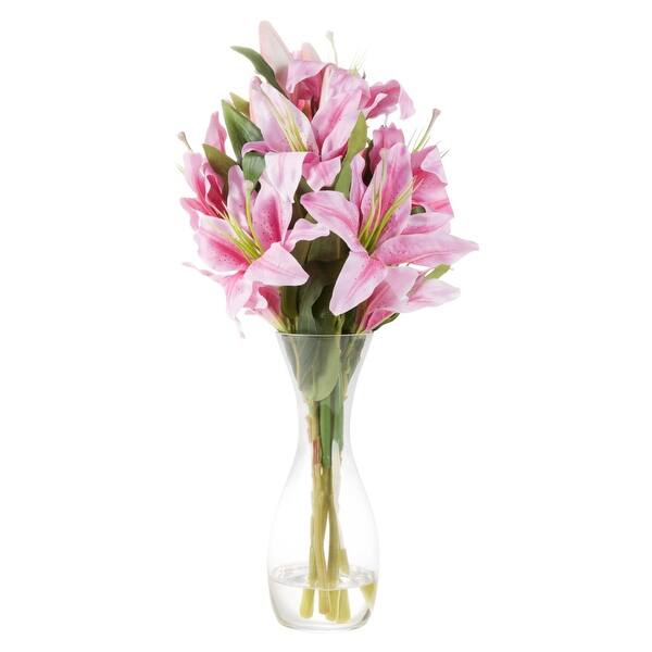 Shop Tall Glass Vase Artificial Floral Table Decor Centerpiece