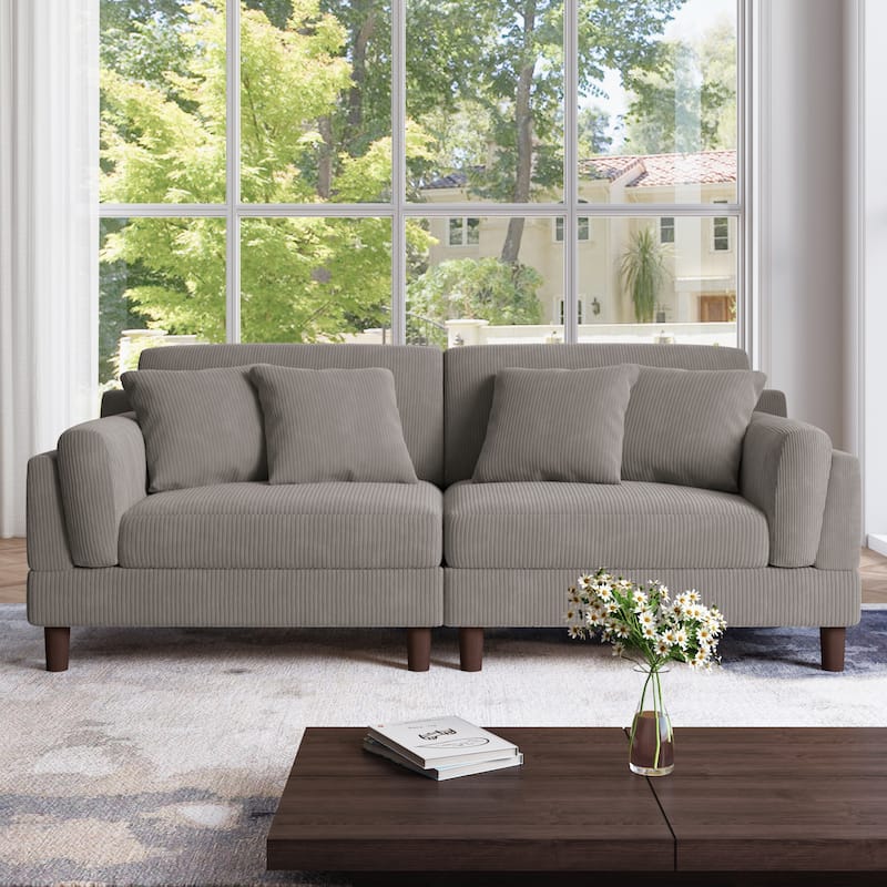 90.2"W Corduroy Upholstered 2 Seater Living Room Sofa