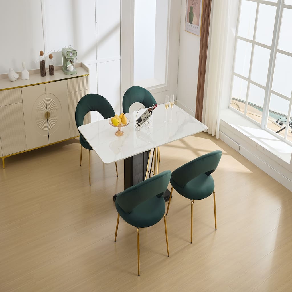Set of 1 Velvet Fabric Dining Chairs