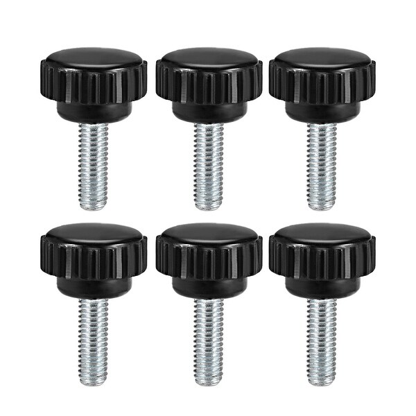 M6 x 15mm Male Thread Knurled Clamping Knobs Grip Thumb Screw on Type 6 Pcs